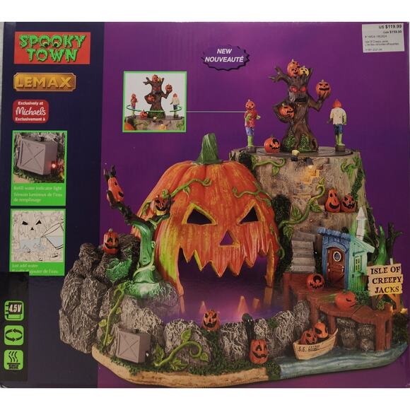 Lemax Spooky Town 2021 ISLE OF CREEPY JACKS Scary Carved Pumpkin 14824 NRFB